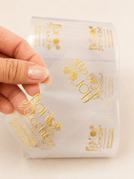 Adesivo  Lacre para Sacola Transparente com Dourado