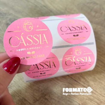 ADESIVO ROSA COM HOTSTAMPING DOURADO